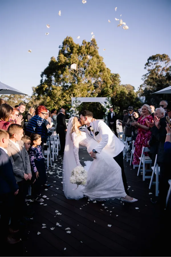 Melbourne wedding ceremony kiss