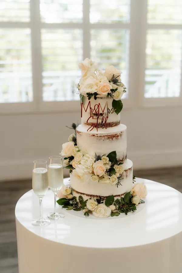 Naked Wedding Cake with Florals