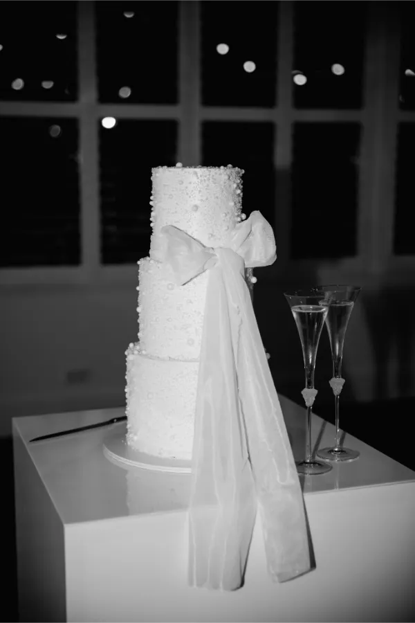 Textured Bow Wedding Cake