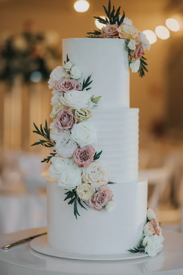 Triple Tier Floral Wedding Cake