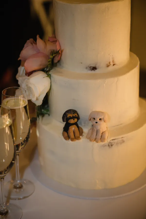Wedding Cake with Dog Figurines