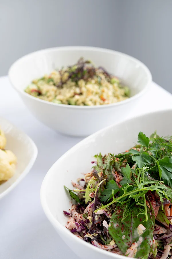 Asian Slaw and Herbed Lemon Pearl Couscous, Shared Cold Side Dishes