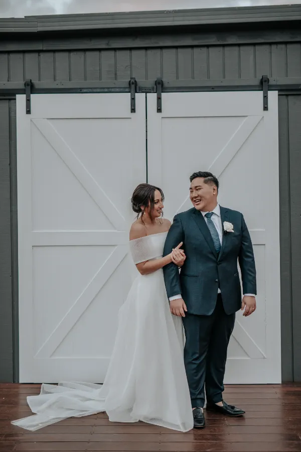 Outdoor Deck Wedding Portrait