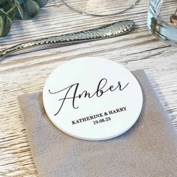 Round Name Coaster Bonbonniere