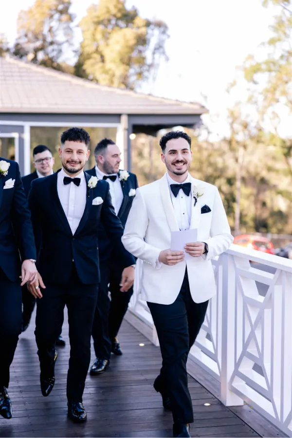Groom walking to ceremony