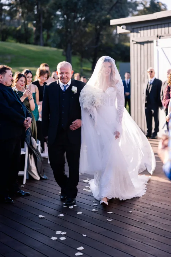 Bride walking down aisle