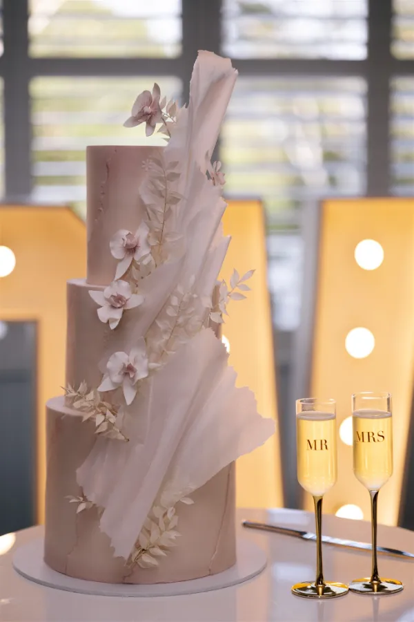 Pink Textured Wedding Cake