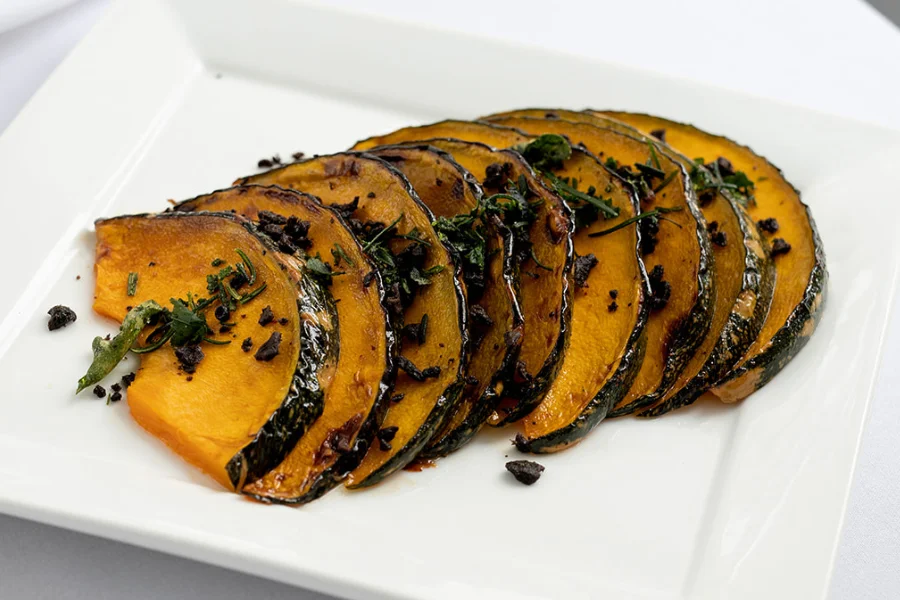 Lemon and Manuka Honey Roasted Japanese Pumpkins Olive crumbs - Roasted cumin (GF/DF/NF/V) Lemon and Manuka Honey Roasted Japanese Pumpkins Olive crumbs - Roasted cumin (GF/DF/NF/V)