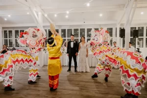 Chinese wedding venue lion dance